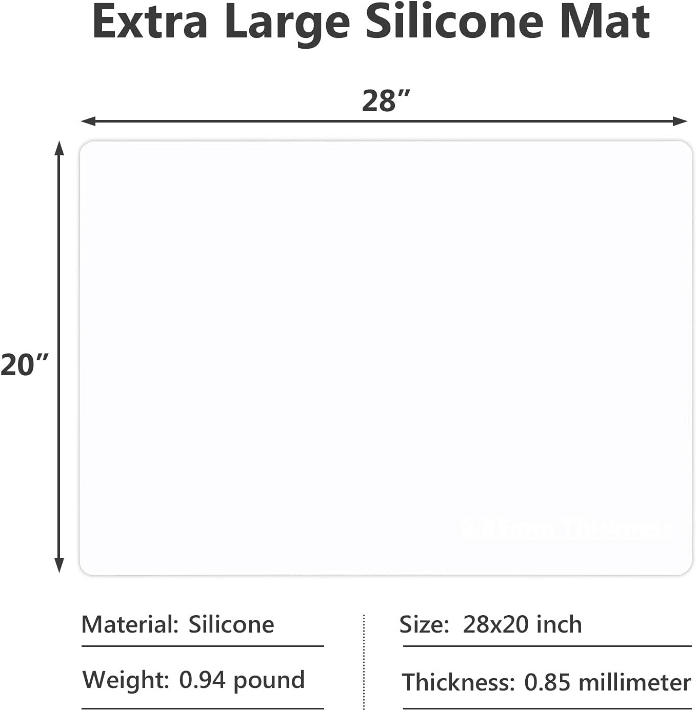 Gartful Extra Large Silicone Mats for Countertop, 28" by 20" Multipurpose Mat, Counter Table Protector, Desk Saver Pad, Placemat Nonstick Nonskid Heat-Resistant Pad, Black