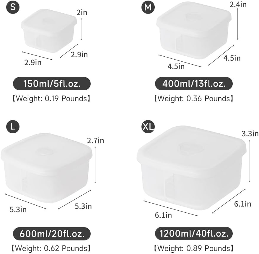 OTB Set of 2 Reusable Silicone Containers Clear, Nesting Leak-free Silicone Food Storage Boxes, BPA Free, Airtight, Dishwasher and Freezer Safe