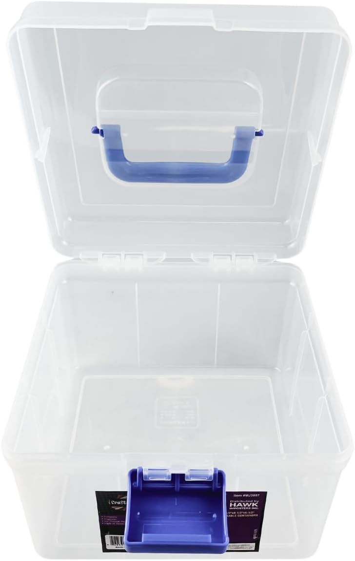 BIN BUDDY 3-Layer Stackable Clear Plastic Boxes | Removable Dividers | 5.75" (14.6 cm) x 5.75" (14.6 cm) x 5" (12.7 cm) | Ideal for Craft & Garage Organizing