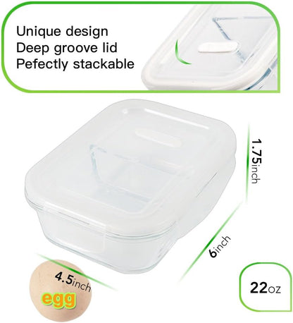 DAS TRUST 10 Pack Glass Meal Prep Containers Meal Prep Bowls Food Storage Containers Glass Food Prep Containers with Lids Lunch Container for Adults Lunch Box Bento Boxes