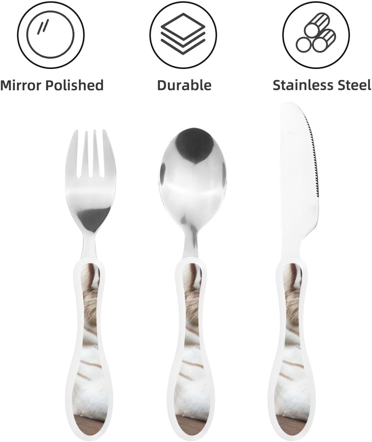 3-Piece Kids Silverware Set With Storage Case, Stainless Steel Reusable Children Safe Knife Spoon Fork Set Airplane Sunset Children Flatware Set For Kids Lunch Box