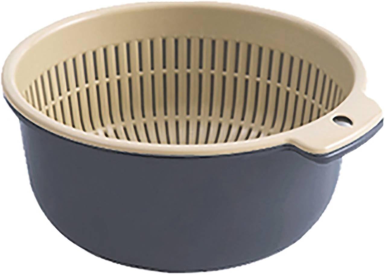 Colander Bowl Set of 2, Double Layered Plastic Food Strainer Fruit and Vegetable Washing Basket Pasta Drainer Kitchen Colander for Washing Draining and Serving