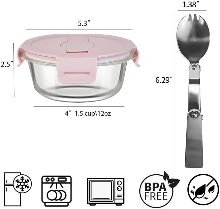 8 Pcs Square Glass Food Storage Container with Lids, 16OZ Square Glass Meal Prep Containers Set, 2 Cup glass Food Storage for Lunch Salad, Microwave, Oven, Freezer, Dishwasher Safe (4 Pack)