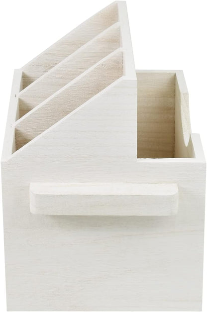 Ikee Design Wooden Utensil Caddy with Handles, Silverware Caddy, Silverware Holder for Countertop,Party,Camping and Kitchen, Silverware Organizer, Picnic Cutlery Holders, White Color