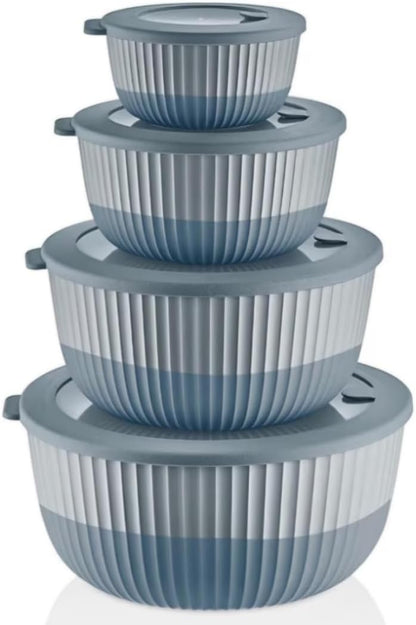 Mixing Bowls with Lids, 8-Piece Airtight Leak-Proof Nesting BPA-Free Bowl Set for Kitchen & Food Storage, Large 4200ml Capacity, Microwave & Dishwasher Safe