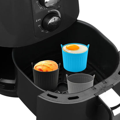 4Pack Air Fryer Baking Ramekins, Silicone Ramekins for Air Fryer, Easy Release Baking Cakes Moulds Egg Poached Fried Egg Mould, Bakeware Set for Eggs, Cupcakes, Muffins, Puddings