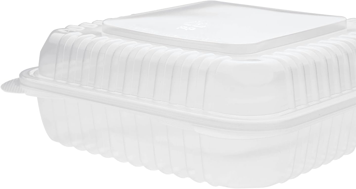 Karat FP-HC99PP-3CU 9"X 9" PP Hinged Containers 3 Compartment - (Case of 200)