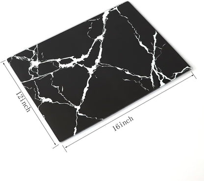 JAMBALAY Tempered Glass Cutting Boards for Kitchen, Gold 12"x8" & 16"x12" Glass Cutting Board Set with Marble Design, With Non Slip Foot, Shatter and Heat Resistant, Dishwasher Safe