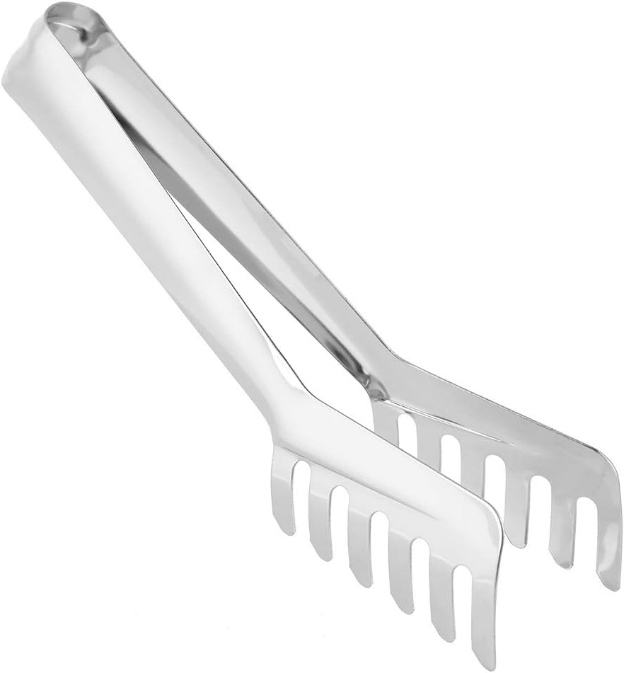 Stainless Steel Spaghetti Tongs - Comb Shaped Pasta Tongs, Noodle Clip, 8 Inches