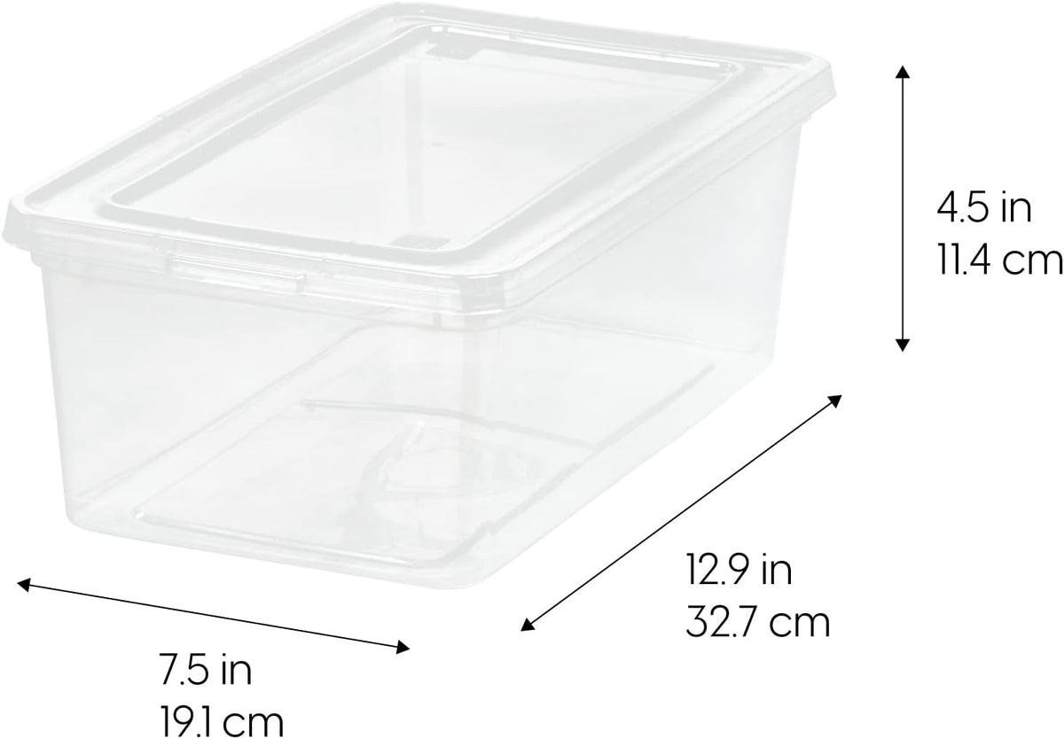 IRIS USA WeatherPro 16 Qt Storage Bins with Lids, 3 Pack, BPA-Free Plastic Gasket Box with Tight Latch and Seal, Stackable Nestable Tote Tub - Clear/Blue