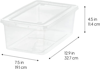 IRIS USA WeatherPro 16 Qt Storage Bins with Lids, 3 Pack, BPA-Free Plastic Gasket Box with Tight Latch and Seal, Stackable Nestable Tote Tub - Clear/Blue