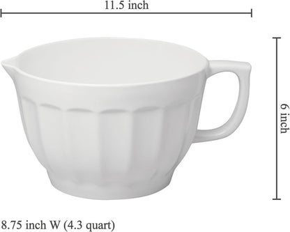 UP 4.3 Quart Latte Style Melamine Batter Bowl with Pour Spout and Handle, Professional Mixing Bowl with Non-Slip Base, Ideal for Pancake and Cake Batter, 11.5 x 8.75 Inch, Mint Blue