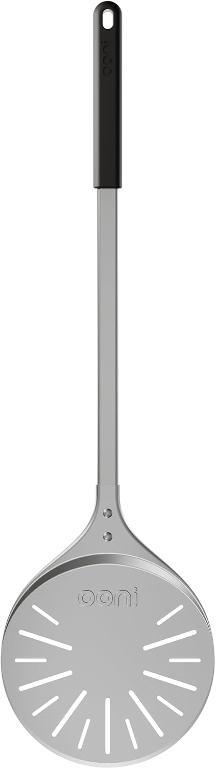 ooni Pizza Turning Peel - 9 Inch Aluminum Perforated Pizza Peel, Lightweight Metal Pizza Turner with Long Handle, Pizza Tools, Pizza Oven Accessories