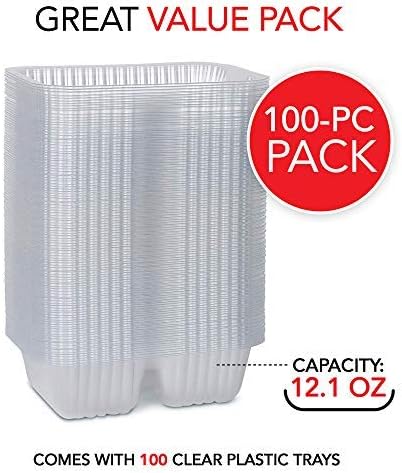 12oz Plastic Nacho Trays (100 Pack) Small Disposable Tray for Nachos & Cheese Dip, Concession Stand Supplies, Movie Night Snacks for Kids, Carnival Party Decorations, Food Boats, Snack Containers…