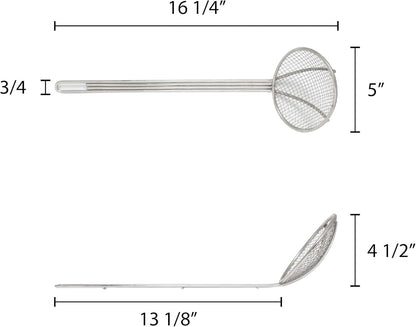 TrueCraftware- 12 Inch Round Wire Skimmer Nickel Plated- Mesh Strainer Skimmer Spoon for Cooking Draining Pasta Noodles Vegetables Rice Quinoa