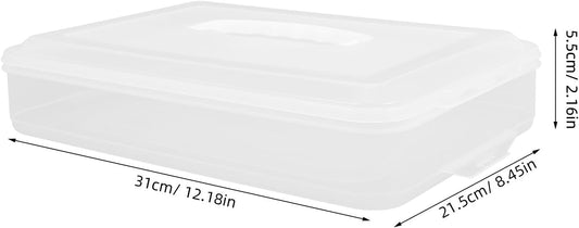 Dumpling Container with Lid for Freezer, Airtight Food Storage Box 31x22x7cm, Stackable Refrigerator Organizer Tray for Dumplings and Wontons
