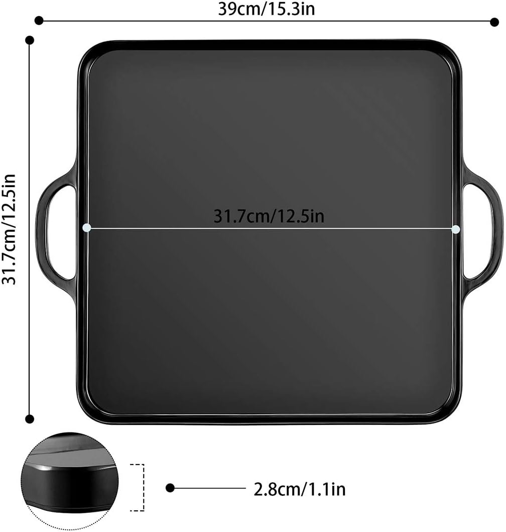 i BKGOO Foodservice Red Plastic Tray with Handle Set of 2 Large Melamine Cube Serving Platters for Parties, Table, Kitchen Size(12.5"x12.5"x1")