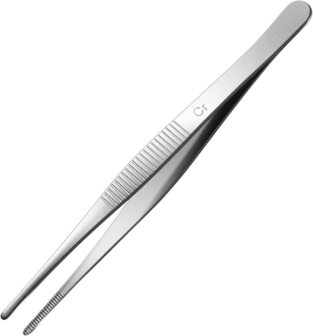 Aniso 6 Inches Stainless Steel garden tweezers | Precision Serrated, Non-slip handle For Hand-Made，succulent，Pick up an ice cube Kitchen and Dining Room