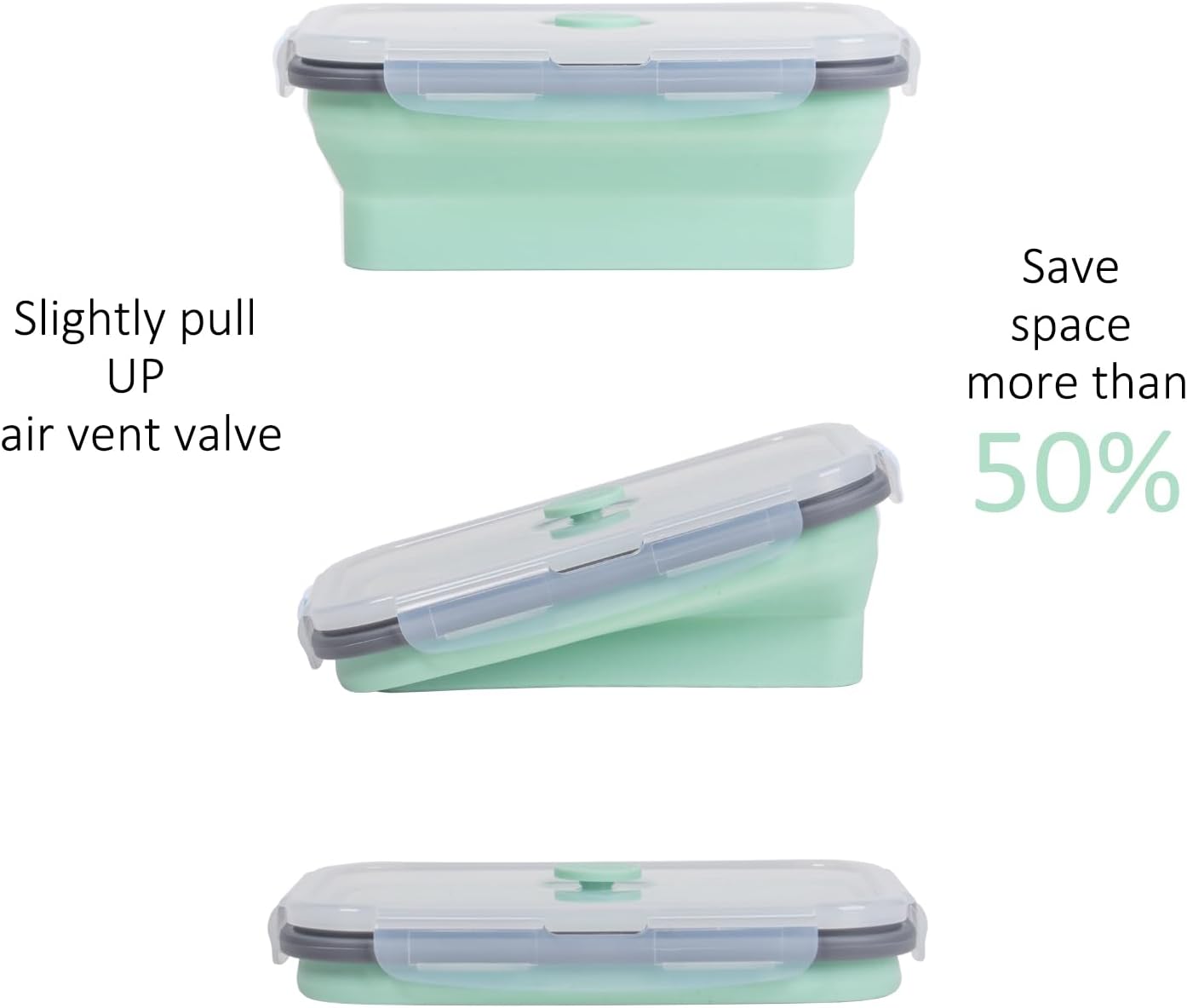 Collapsible Food Storage Containers with Lids, 4 Pack, 40 oz Silicone 1-Compartment Meal Prep Containers Reusable, Lunch Bento Boxes for Adults, Microwave Freezer Dishwasher Safe, BPA-Free, Black