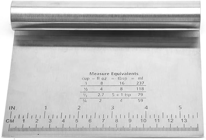 Stainless Steel Dough Scraper, Multi-Purpose Pastry Bench Tool with Measurement Guide