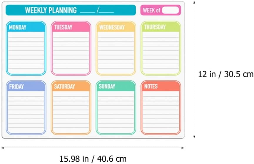 NUOBESTY 1set Magnetic Dry Erase Weekly Meal Planner Board Reusable Fridge Calendar for Easy Organization Includes Cups Towel for Home Office Use