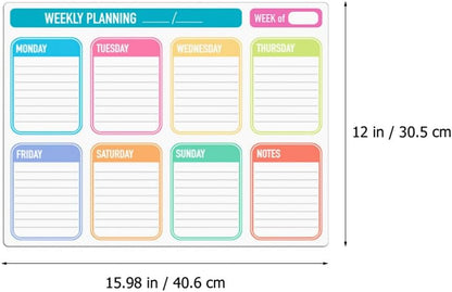 NUOBESTY 1set Magnetic Dry Erase Weekly Meal Planner Board Reusable Fridge Calendar for Easy Organization Includes Cups Towel for Home Office Use