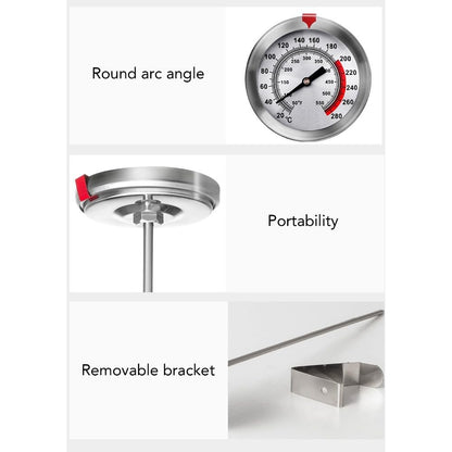 Stainless Steel Oil Fry Thermometer,Long Probe Food Temperature Gauge with Clip for Deep Frying,Candy,Milk,BBQ Cooking(M 30cm)