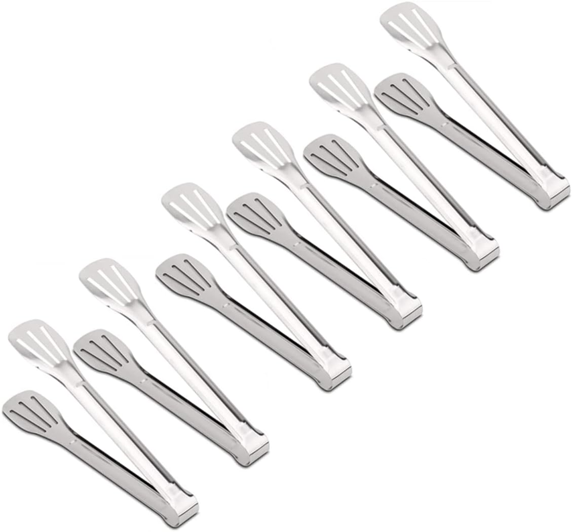 Serving Tong Kitchen Tongs,Buffet Tongs, Stainless Steel Food Tong Serving Tong,small tongs 6 Pack (7 Inch)
