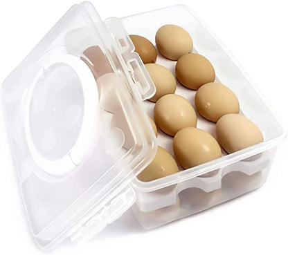 2 Tiers Egg Container Deviled Egg Carrier Eggs Holder with Handle Fridge Freezer Storage by DELIFUR (Green)