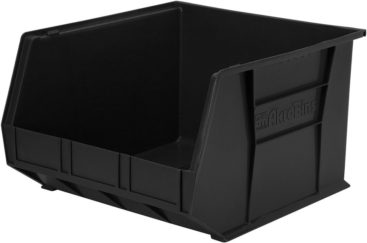 Akro-Mils 30270 AkroBins Plastic Storage Bins, Space-Saving Stackable Bins for Garage, Pantry, Craft Organization, 18" x 16" x 11", Clear, 3-Pack