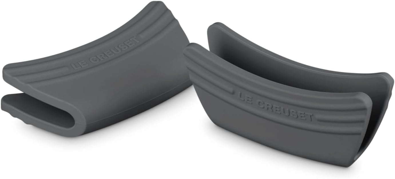 Le Creuset Silicone Set of 2 Handle Grips, 5" x 2 1/2" each, Black