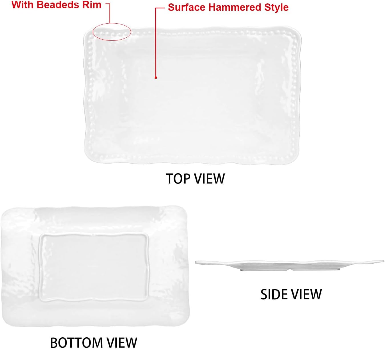 KOXIN-KARLU Melamine Trays, 17-inch Serving Trays and Platters, Set of 2 White