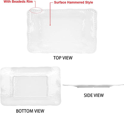 KOXIN-KARLU Melamine Trays, 17-inch Serving Trays and Platters, Set of 2 White