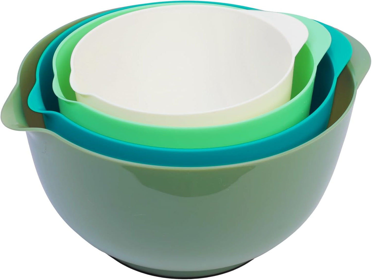 BoxedHome 4.5 Quart Large Plastic Mixing Bowls, Microwave Safe Mixing Bowl Set with Pour Spout, Nesting Bowls for Space Saving Storage(Violet Blue)