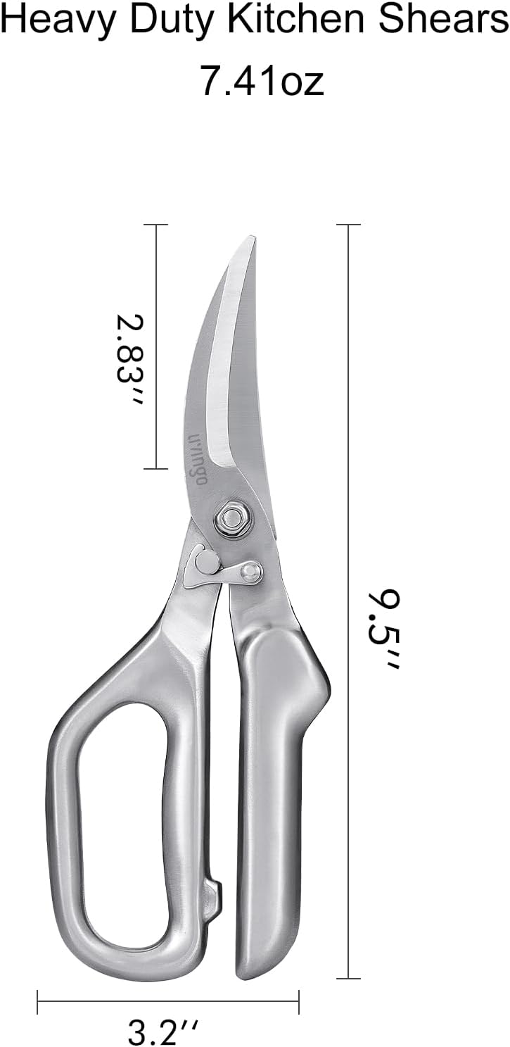 LIVINGO Kitchen Forged Shears Heavy Duty Come Apart Ultra Sharp Multi-function Stainless Steel Scissors Bottle Opener, Nut Cracker 8.5 inch