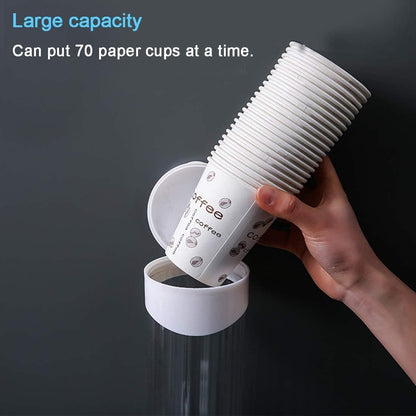 Cup Dispenser Wall Mounted Plastic Water Dispenser Disposable Cup Holder Rack, Paste or Screw Plate Mountable for Paper Cups Halloween Party Supplies(L, White)