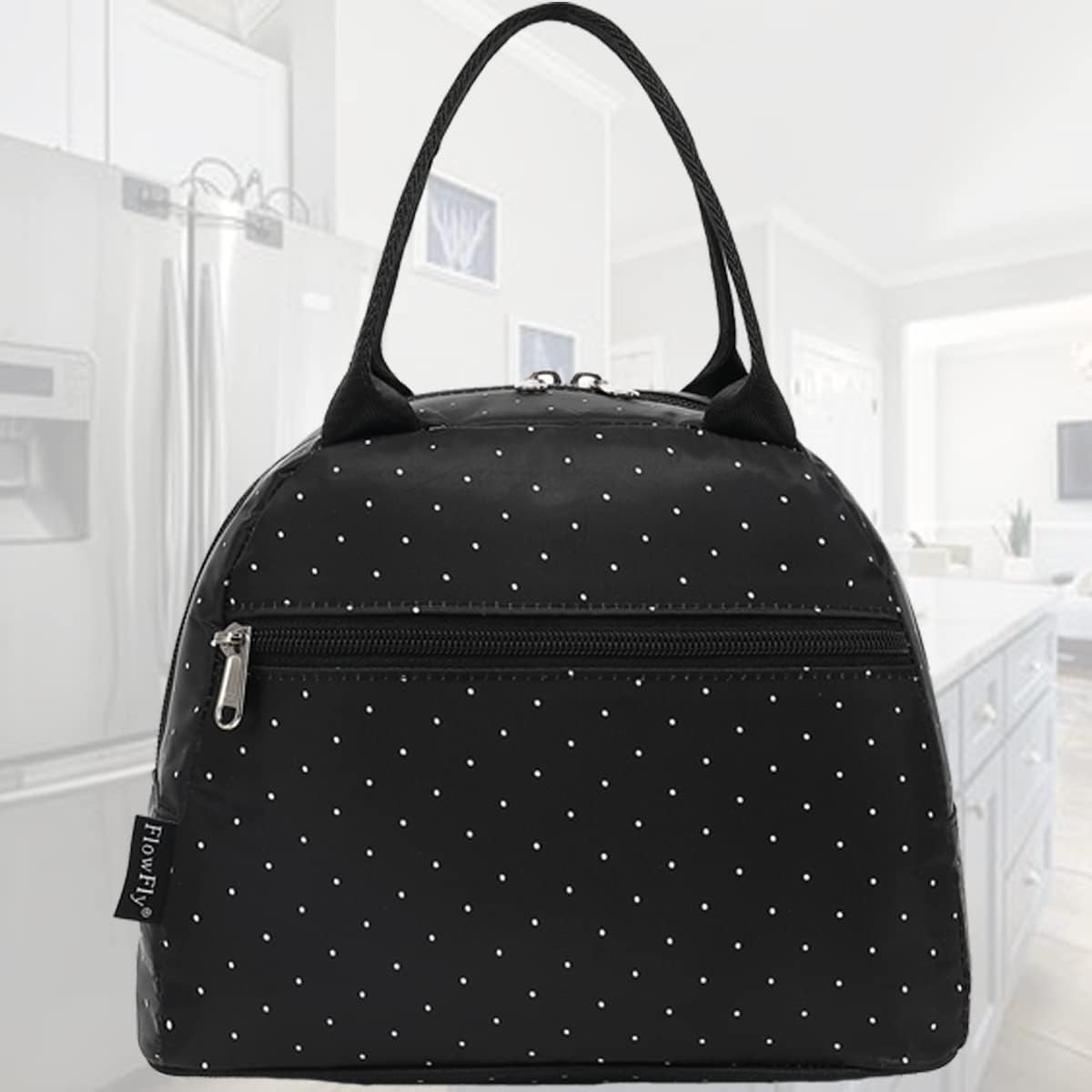 FlowFly Insulated Lunch Cooler Bag - Tote Bag Organizer for Women/Men, Black - Colors B