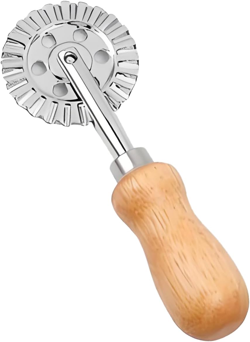 Ravioli Cutter Wheel, Fluted Pastry & Pizza Wheel with Wood