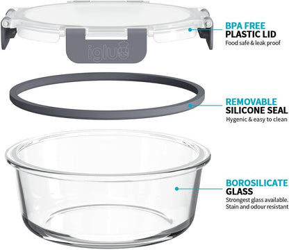 Igluu Meal Prep Glass Containers with Air Vent Lids (5 Pack+Extra Lid) – Airtight & BPA-Free – Oven, Microwave, Freezer and Dishwasher Safe – 28oz – Durable Borosilicate Glass
