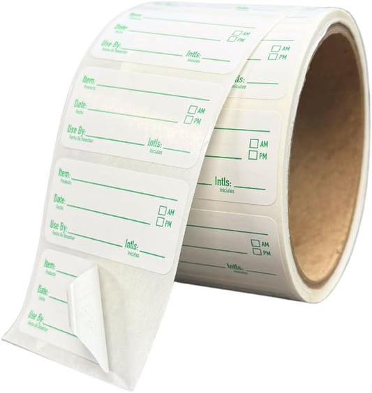 2x1 Removable Freezer Food Labels Stickers for Containers, 1000 Waterproof Label Stickers for Jars, Removable Labels for Storage Bins, with Easy Peel-Off (1000, Green)
