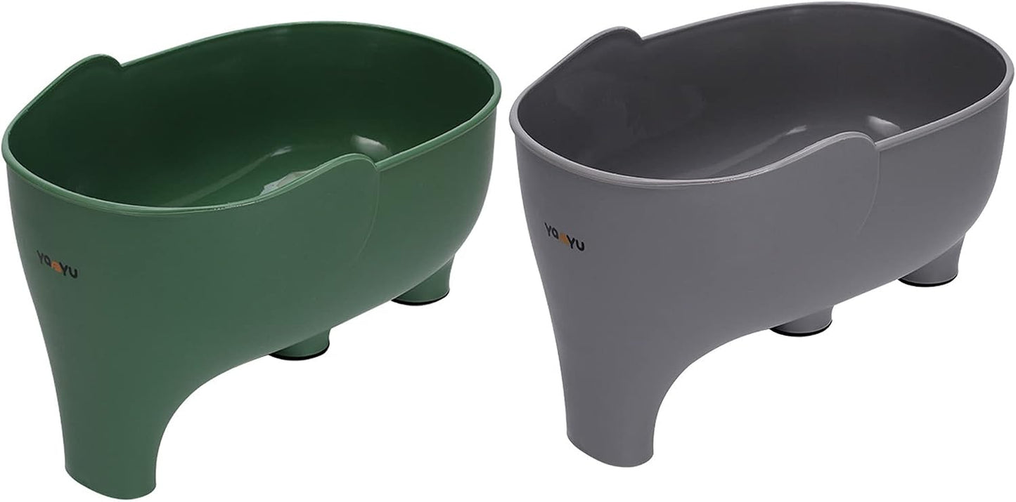 2PCS Vegetables Washing Basket Elephant Drainage Basket Fruit Basket for Draining Pasta Noodles Kitchen, PP Material, 22x14x10cm (Blue & Gray)