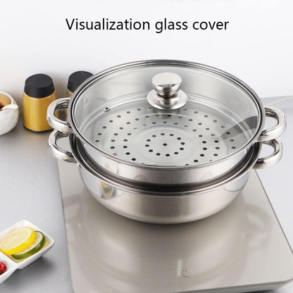 Steamer Pot for Cooking 11 inch Stainless Steel, 3-tier Multipurpose 18/8 Stainless Steel Steam Pot Cookware with Lid for Vegetable, Dumpling, Stock, Sauce, Food