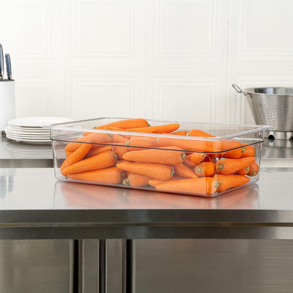 Restaurantware-2.5 Inch Deep Food Pans, 1 1/6 Size Commercial Food Storage Container - Freezable, Break-Resistant, Clear Plastic Cold Pans, Dishwashable, For Kitchens, Restaurants, Or Cafeterias