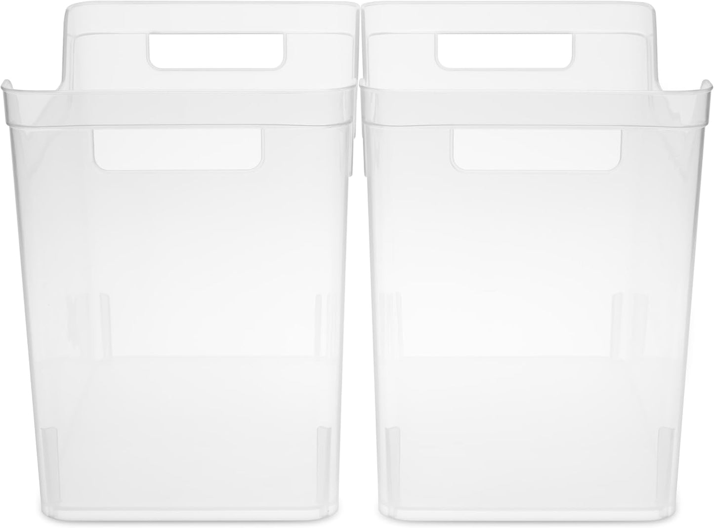 Sterilite Narrow Shelf Bin with Handles, Plastic Storage Container for Organizing Shelving, Closet, Pantry, and Countertops, Clear, 6-Pack