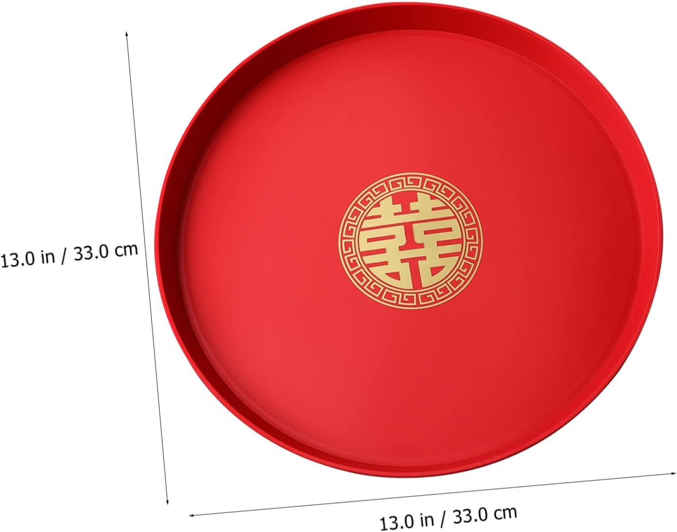 Red Round Wedding Serving Tray Chinese Style Snack Candy Dried Fruit Platter Decorative Storage Dish for Wedding Parties Family Events 13 Inch