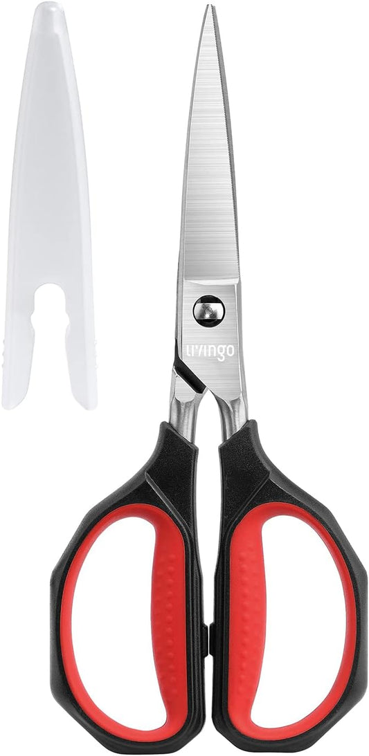 LIVINGO Heavy Duty Kitchen Shears - Titanium Coated Hot Forged Sharp Multipurpose Stainless Steel Utility Shears for Household Culinary Food Cutting Chicken Meat Cooking, Dishwasher Safe, 9.5 Inch