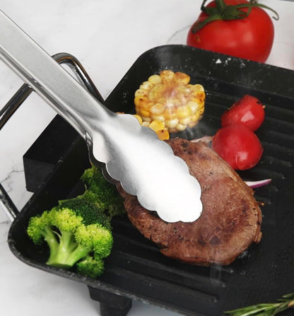 Kitchen Tongs Set, 3 PCS, 12, 9 & 7 Inch | Silicone Grips, Lockable, Stainless Steel, Heat Resistant, For Grill Camping Cooking BBQ