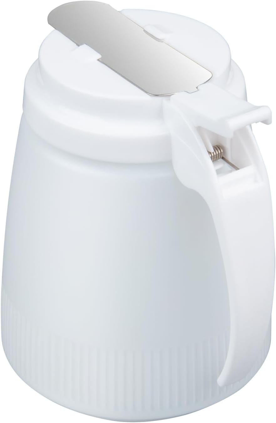 Restaurantware-Chef 101 32 Ounce All Purpose Syrup Dispenser, 1 Honey Dispenser - White Top, Stainless Steel Slide Cover, Plastic Pancake Syrup Bottle, Perfect For Diners, Restaurants, Home