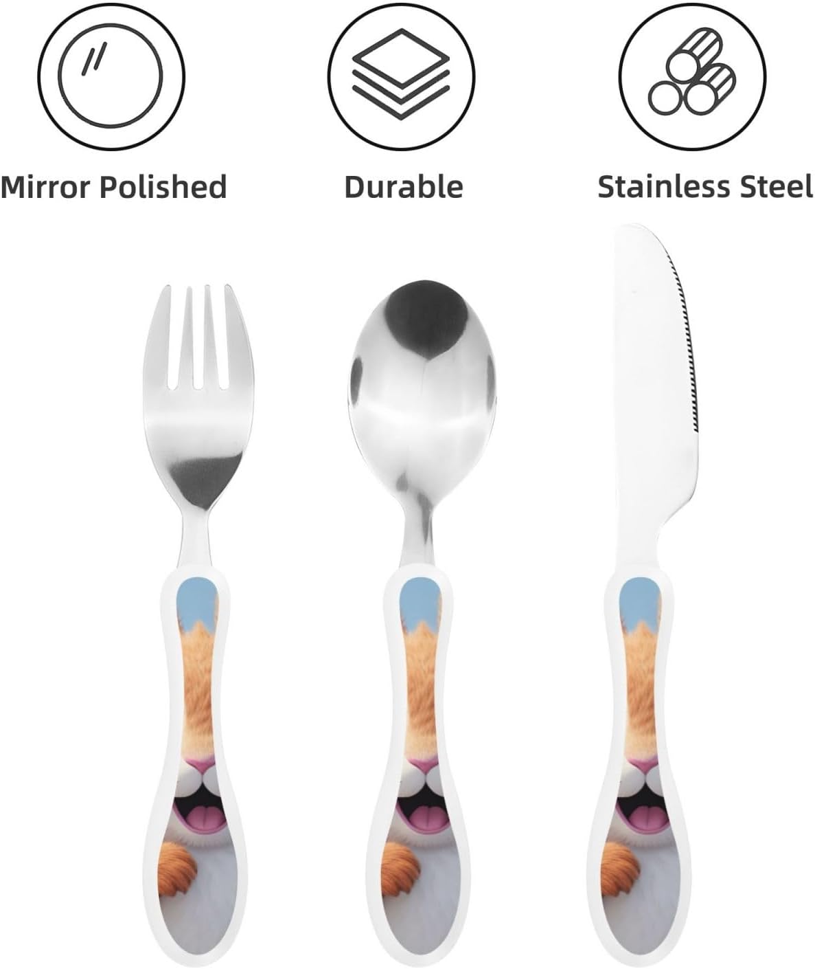 3-Piece Kids Silverware Set With Storage Case, Stainless Steel Reusable Children Safe Knife Spoon Fork Set Blue Active Girl Running Sunset Children Flatware Set For Kids Lunch Box - Colors A