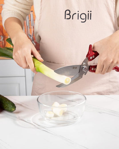 Brigii Kitchen Shear, Stainless Steel Heavy Duty Poultry Shears, Multi-Purpose Kitchen Scissors for Cutting Chicken, Fish, Seafood, and Vegetables-Black